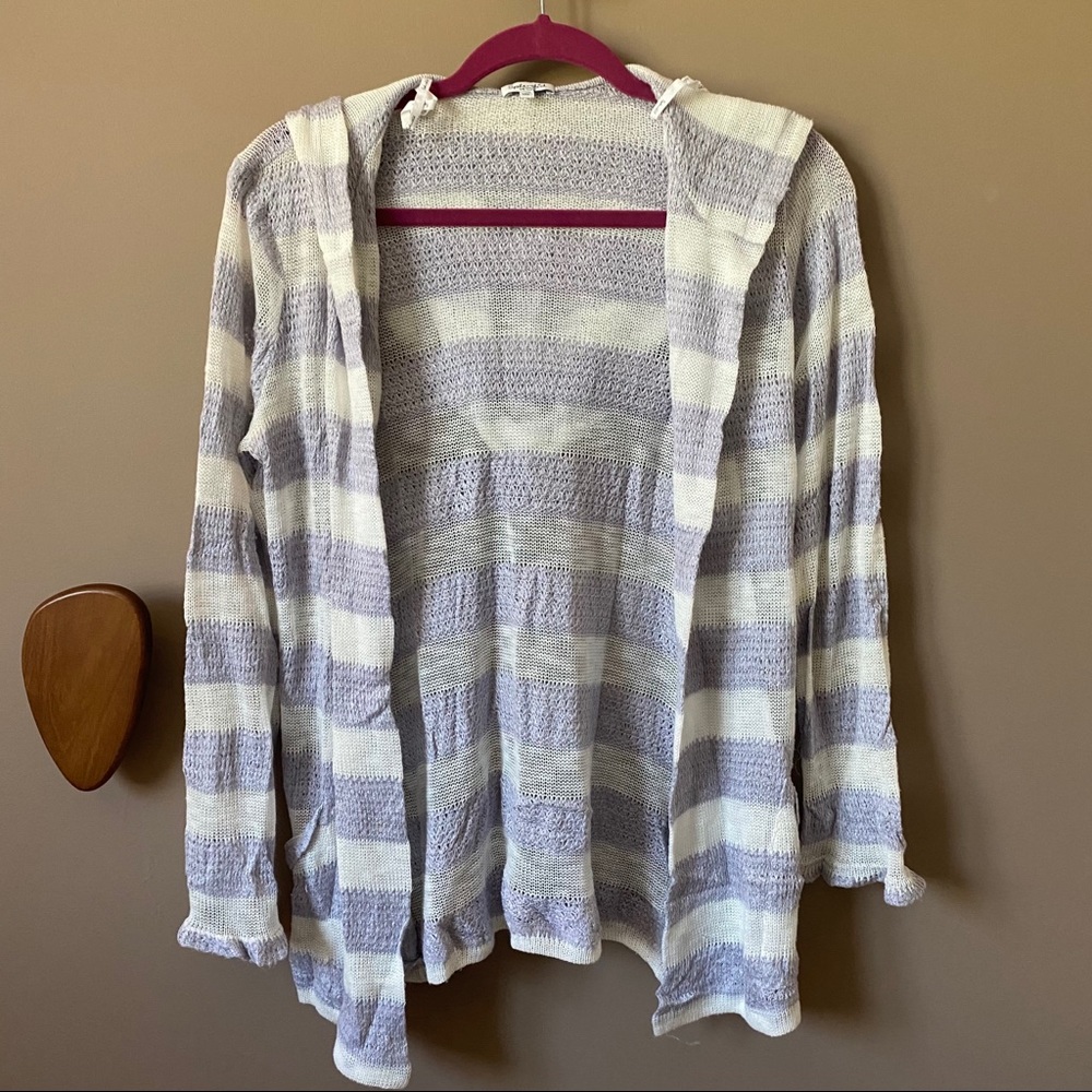 Splendid Striped Cardigan with Pockets & Hood